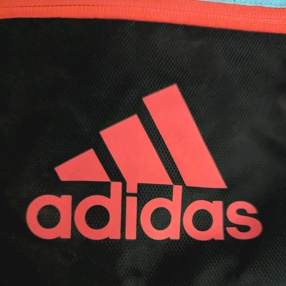 Adidas Lightweight Black Turquoise Blue Pink Drawstring Sports Backpack Bag NWOT - Picture 2 of 9